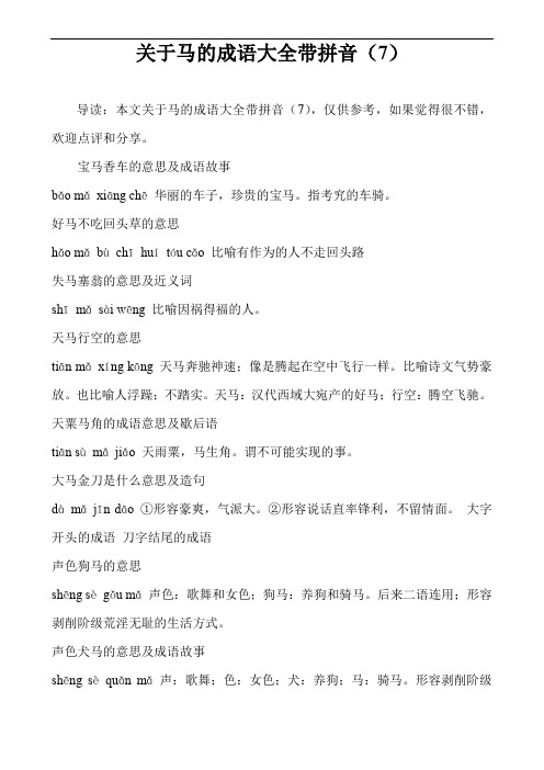 关于马的成语大全带拼音(7)