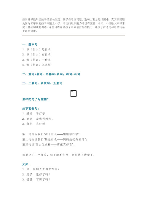 小学语文低年级基本句式训练