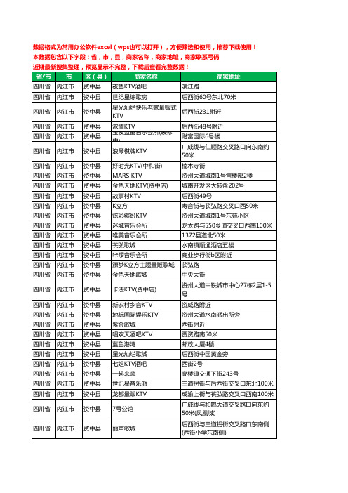 2020新版四川省内江市资中县KTV工商企业公司商家名录名单联系电话号码地址大全31家