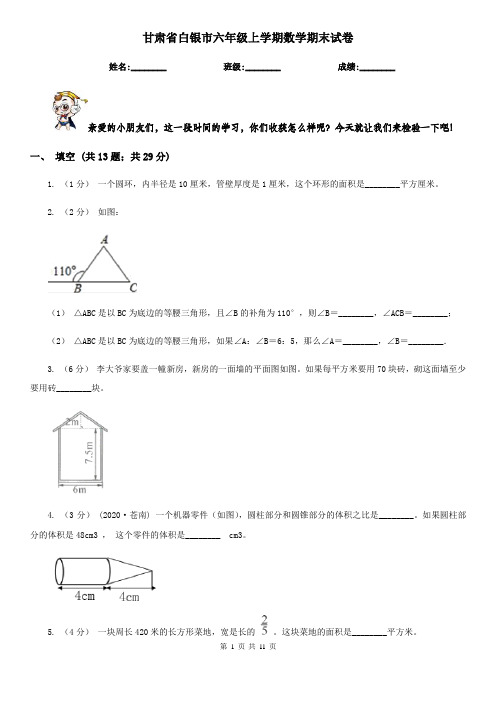 甘肃省白银市六年级上学期数学期末试卷
