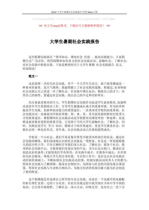 2018-大学生暑期社会实践报告-实用word文档 (4页)