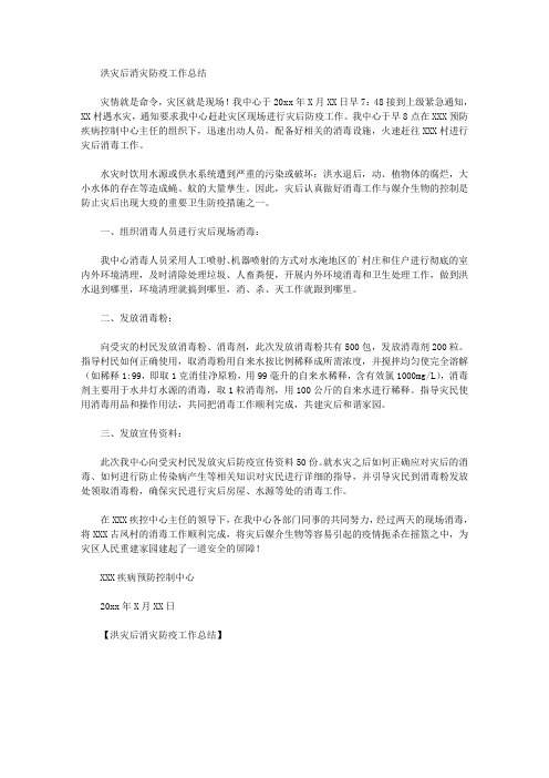 最新洪灾后消灾防疫工作总结