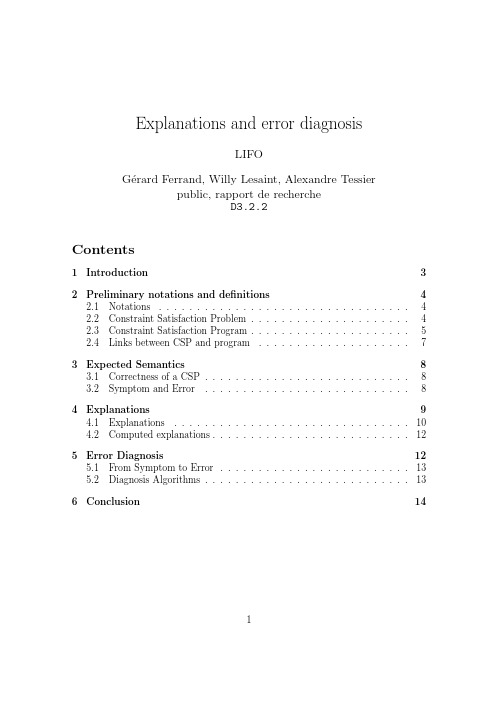 Contents Explanations and error diagnosis