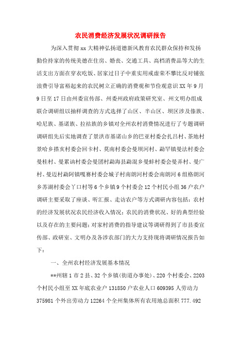 2019年农民消费经济发展状况调研报告