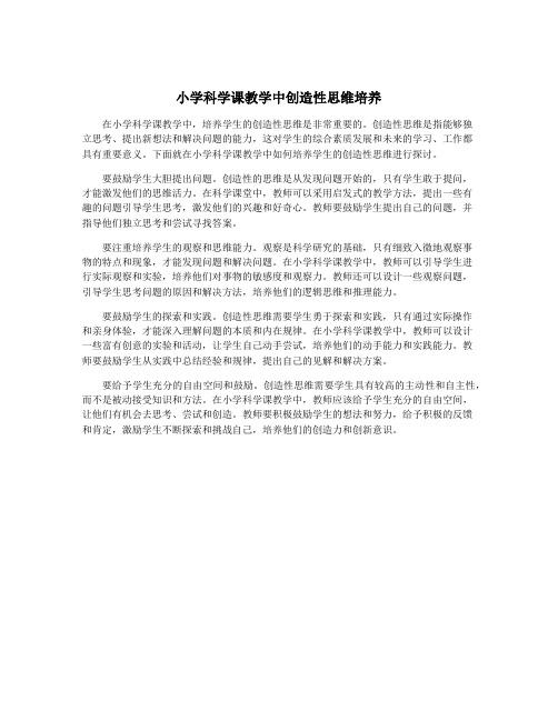 小学科学课教学中创造性思维培养