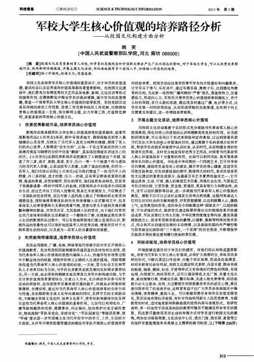 军校大学生核心价值观的培养路径分析——从校园文化构建方面分析