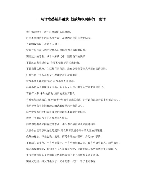 一句话成熟经典语录 很成熟很现实的一段话