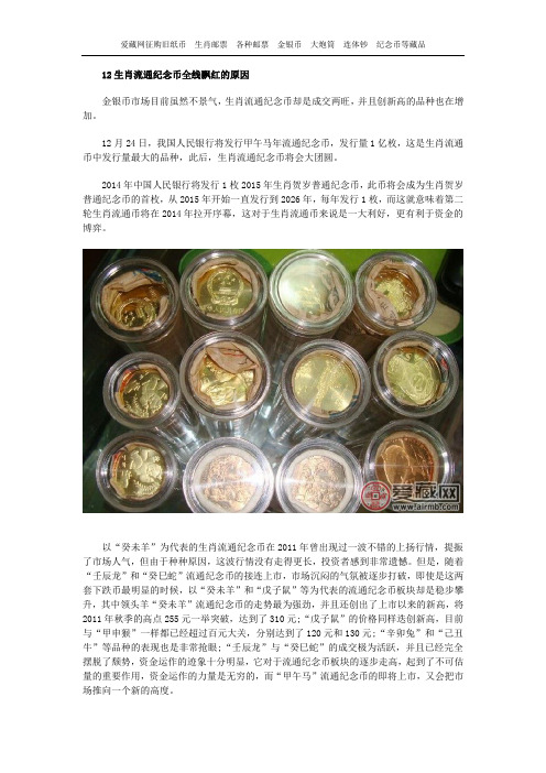 12生肖流通纪念币全线飘红的原因