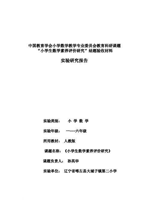 小学生数学素养实验研究报告