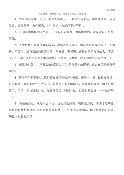 人生感悟：勇敢做自己,永远不会太迟_人生感悟
