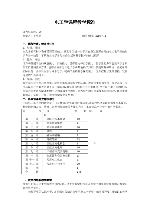 电工电子学科课程教学大纲