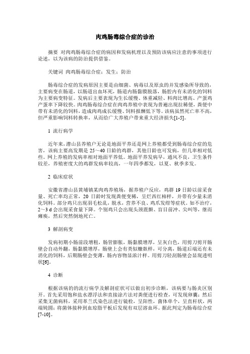 肉鸡肠毒综合症的诊治