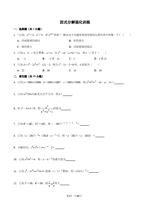 八上 因式分解强化提高训练(含答案)