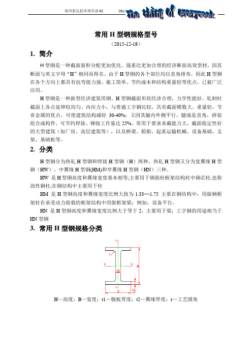 常用H型钢规格型号