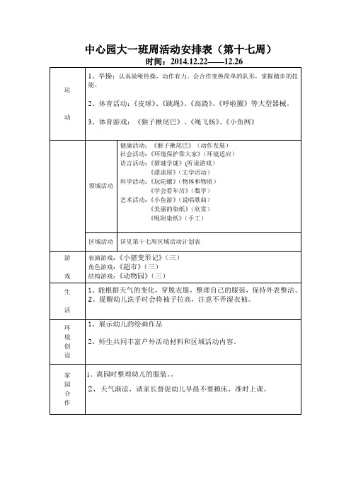 第十七周的教案和安排表