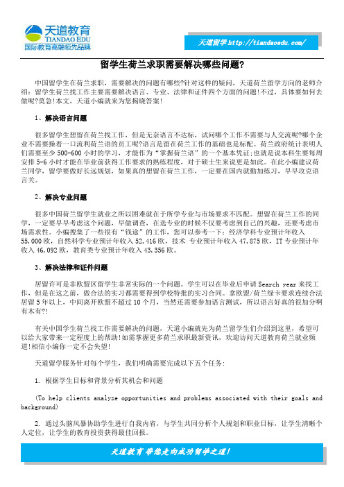 留学生荷兰求职需要解决哪些问题