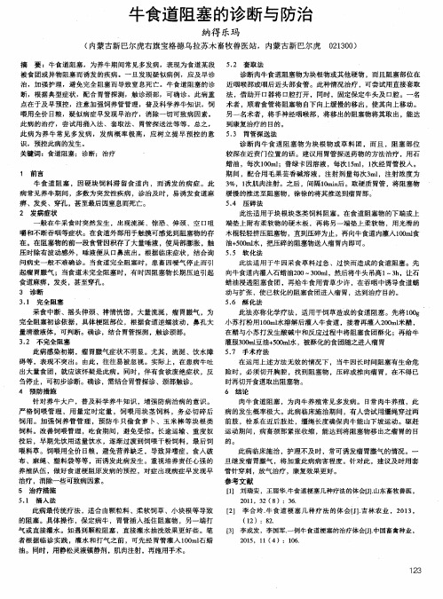 牛食道阻塞的诊断与防治
