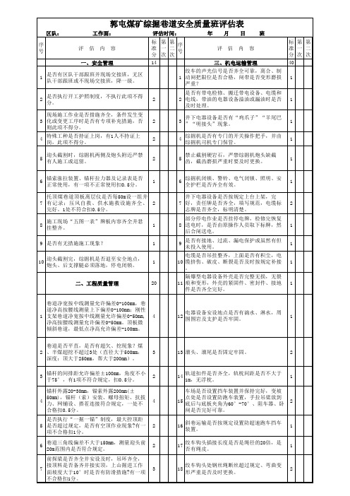 综掘班评估(最新修改)