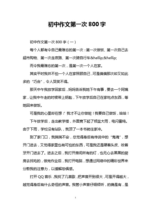 初中作文第一次800字