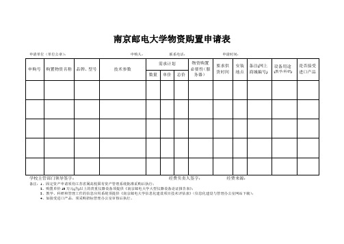 仪器设备购置计划申请表