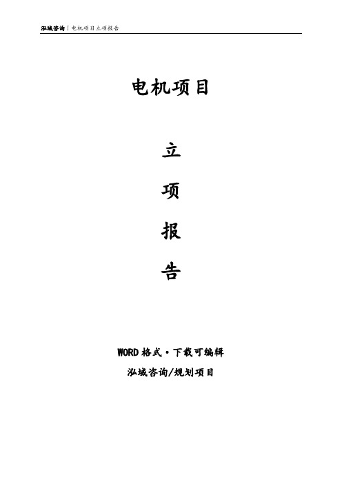 电机项目立项报告