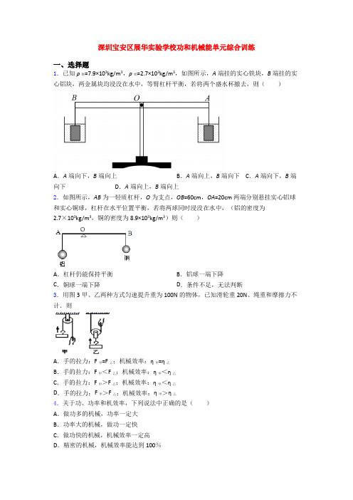 深圳宝安区展华实验学校功和机械能单元综合训练