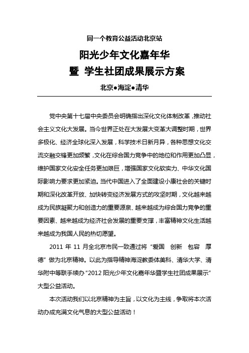 2012阳光少年文化嘉年华方案