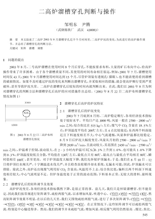 二高炉溜槽穿孔判断与操作