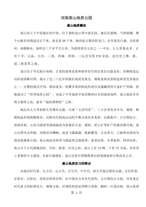 河南嵩山地质公园word资料9页