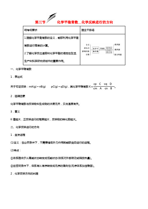 高考化学讲义 第三节 化学平稳常数化学反应进行的方向(1)