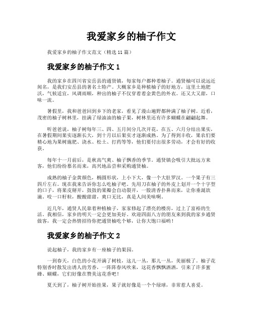 我爱家乡的柚子作文