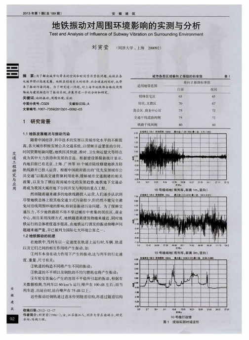 地铁振动对周围环境影响的实测与分析