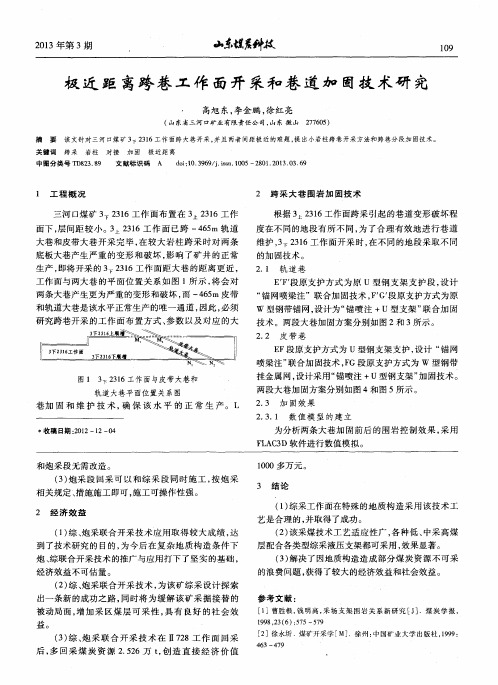 极近距离跨巷工作面开采和巷道加固技术研究