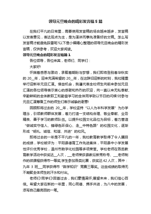领导元旦晚会的精彩发言稿5篇