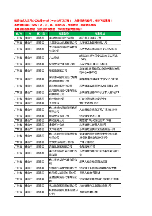 2020新版广东省佛山市顺德区货物运输有限公司工商企业公司商家名录名单黄页联系电话号码地址大全105家