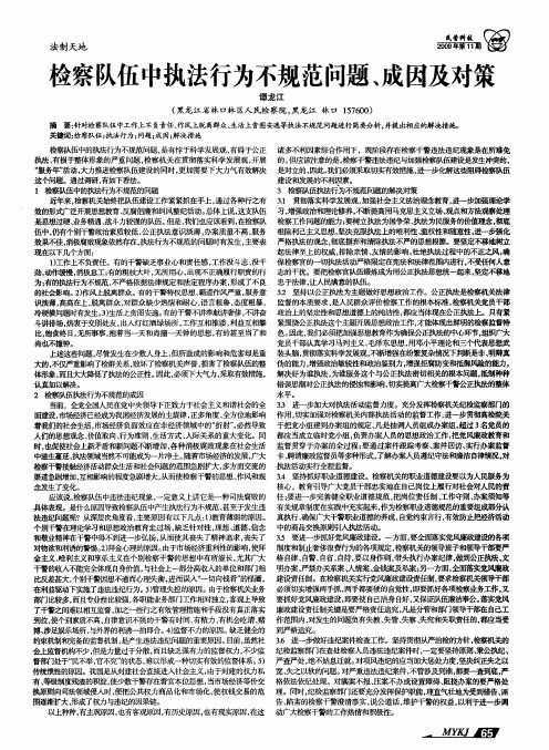 检察队伍中执法行为不规范问题、成因及对策