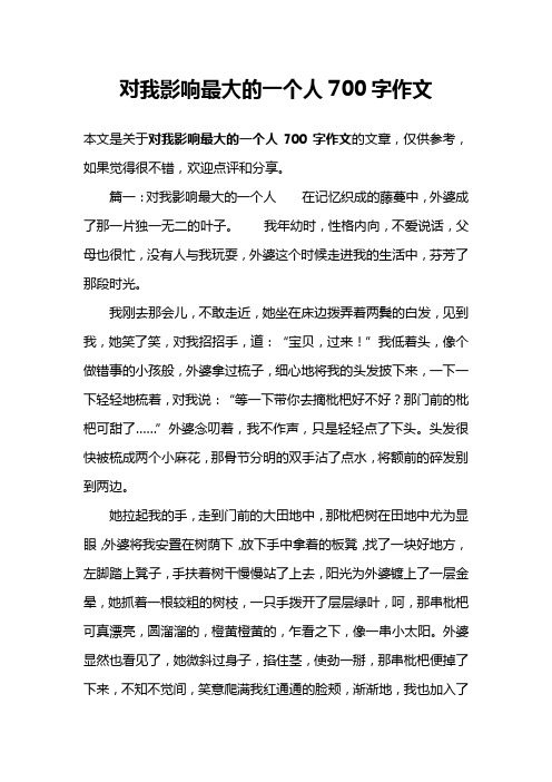 对我影响最大的一个人700字作文