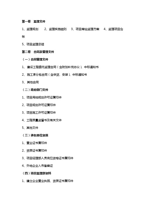 监理卷内资料目录