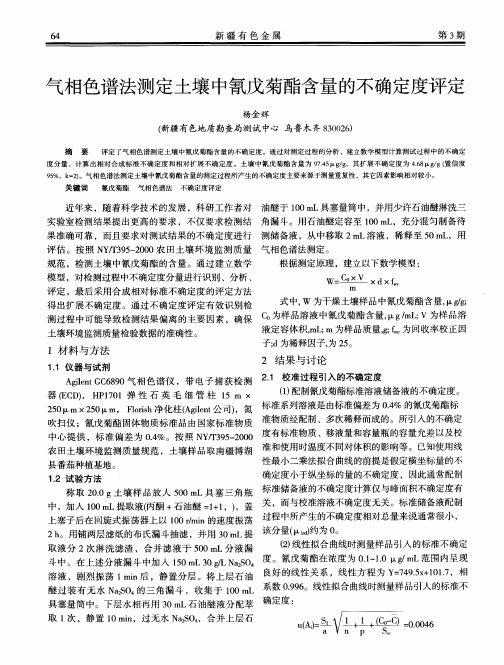 气相色谱法测定土壤中氰戊菊酯含量的不确定度评定