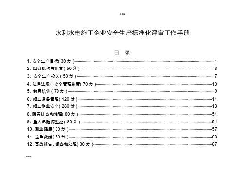 水利水电施工企业安全生产标准化评审工作手册