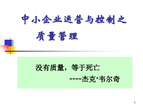 中小企业运营与控制之质量管理培训课程(PPT 126页)