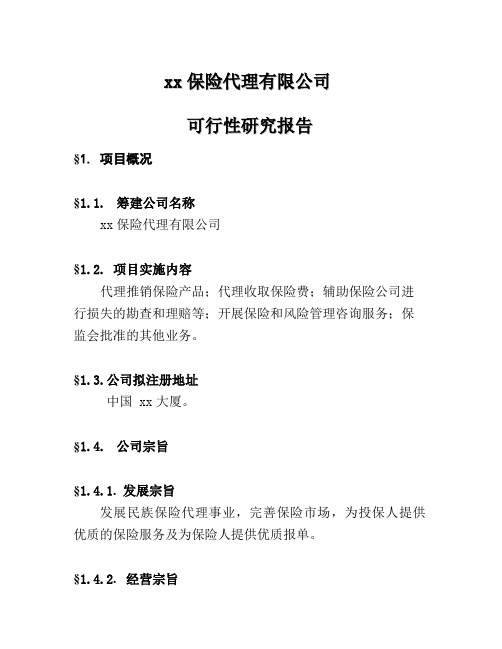 xx代理公司-可行性研究报告