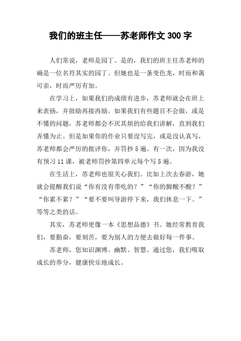 我们的班主任——苏老师作文300字
