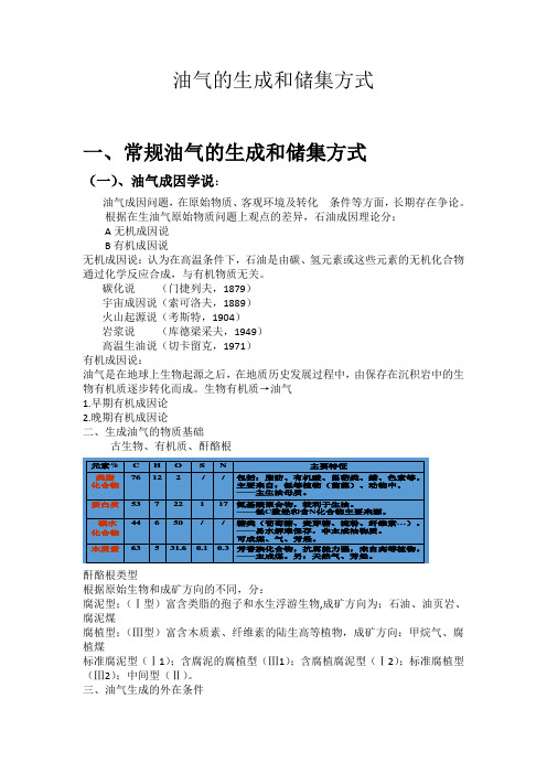 钻井机械大作业-油气的生成和储集方式