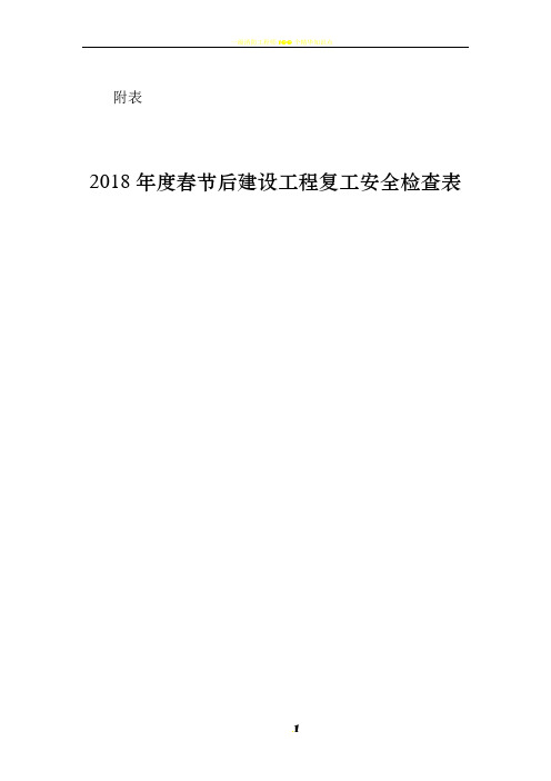 2018年度春节后建设工程复工安全检查表