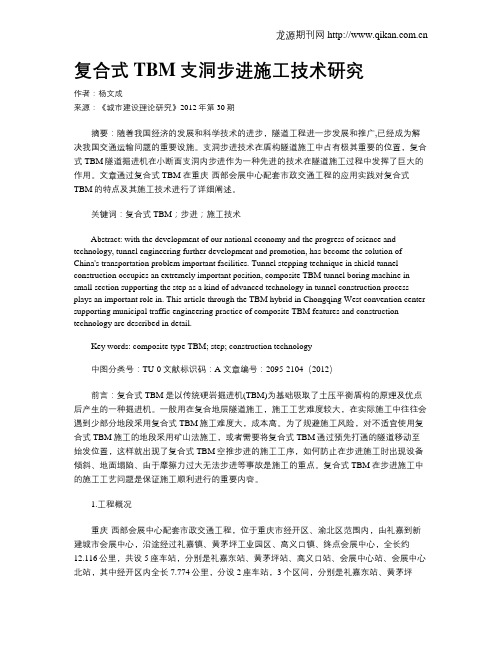 复合式TBM支洞步进施工技术研究