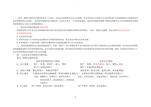 民间非营利组织与企业核算区别