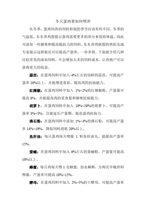 冬天蛋鸡要如何喂养