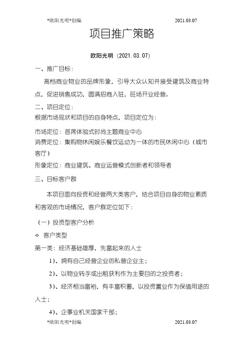 2021年营销推广策略框架