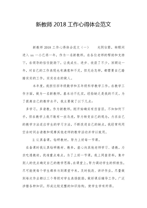 新教师2018工作心得体会范文